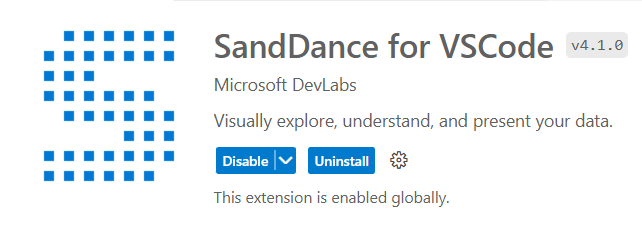 SandDance extension in the marketplace