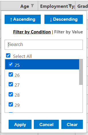 Filtering data in Excel Viewer