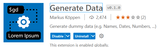 Generate Data extension in the marketplace