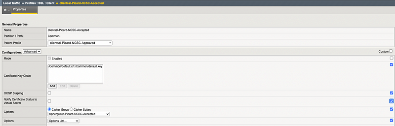 Client SSL Profile Configuration