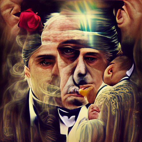 AI-generated painting of The Godfather