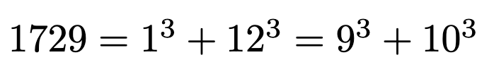 The mathematical representation of the number 1729