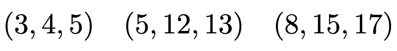 Examples of Pythagorean triples