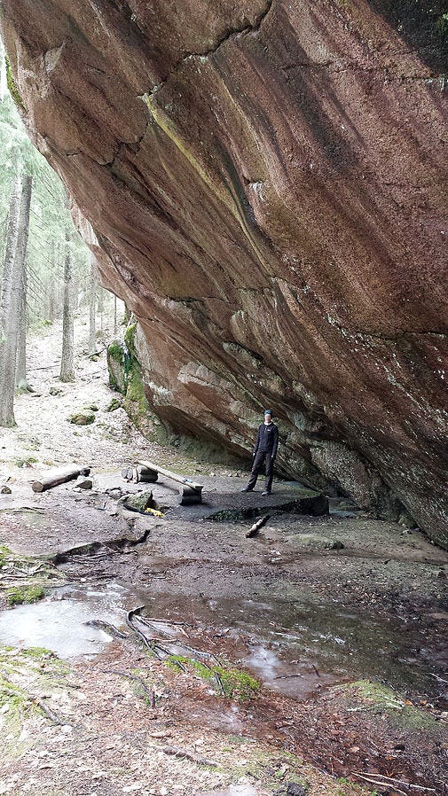 Researchers studying sound waves in the Devil’s Church cave.