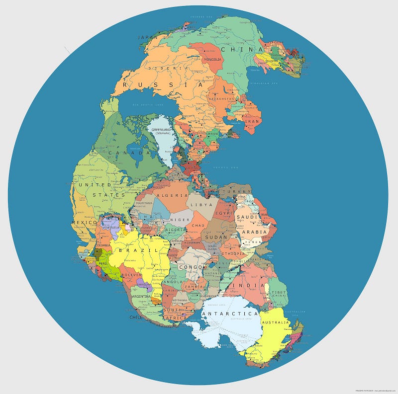 Illustration of Pangea, the ancient supercontinent.