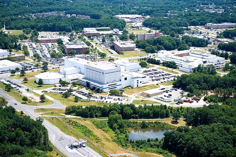 The Goddard Space Flight Center, named after rocketry pioneer Robert Goddard.