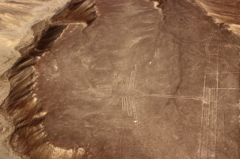 Close-up of a Nazca geoglyph