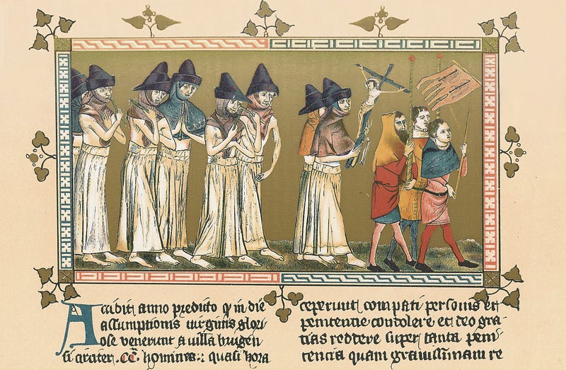 Historical image of a flagellant procession