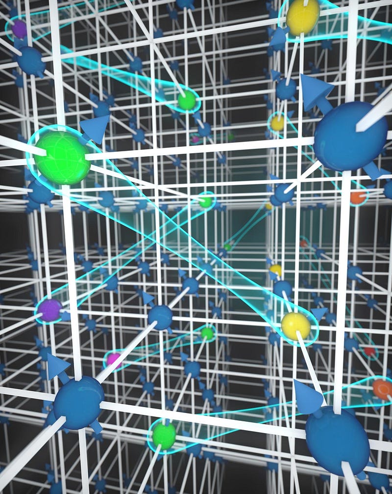 Graphic illustrating interactions between neutral atoms