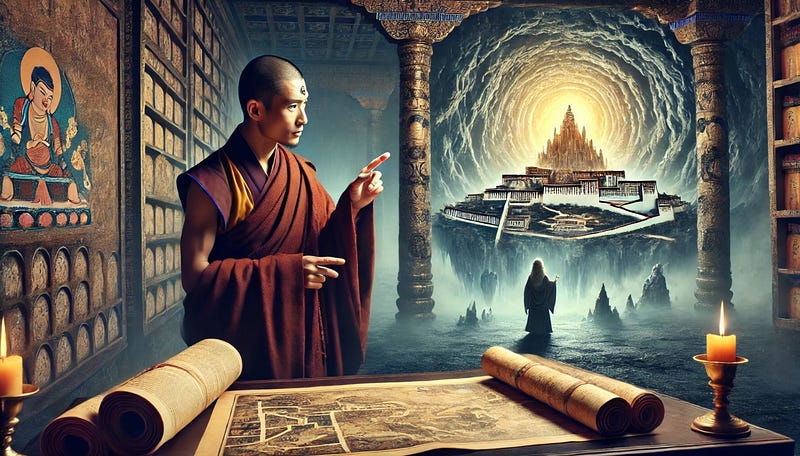 A Tibetan monk referencing ancient texts about Shambala