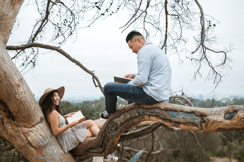 Friends enjoying a reading date