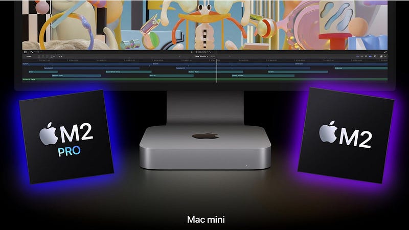 Mac mini paired with Studio Display and Final Cut Pro