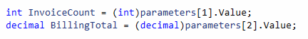 Reading SQL Parameter Values from Stored Procedure