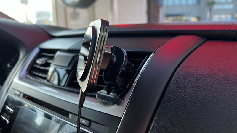 MagSafe mount attached to car vent