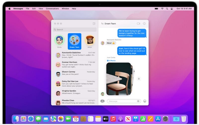 Example of iMessage on Mac