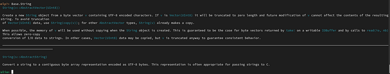 Effective method documentation in Julia