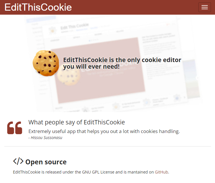 EditThisCookie Extension Screenshot