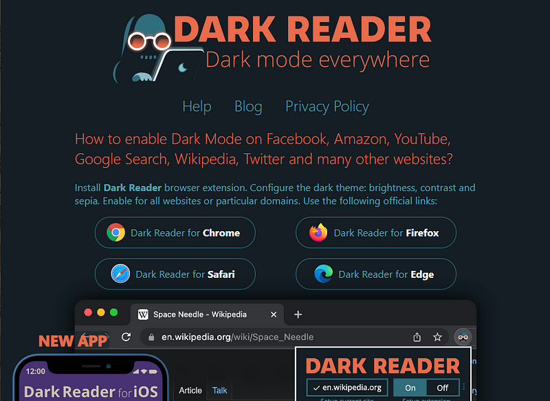 Dark Reader Extension Screenshot