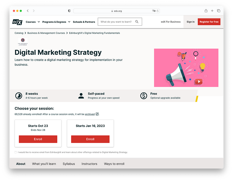 Digital Marketing Strategy Course Screenshot