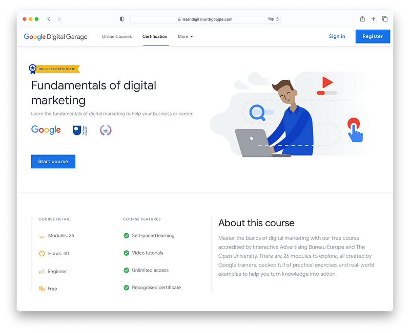 Google Digital Garage Course Screenshot