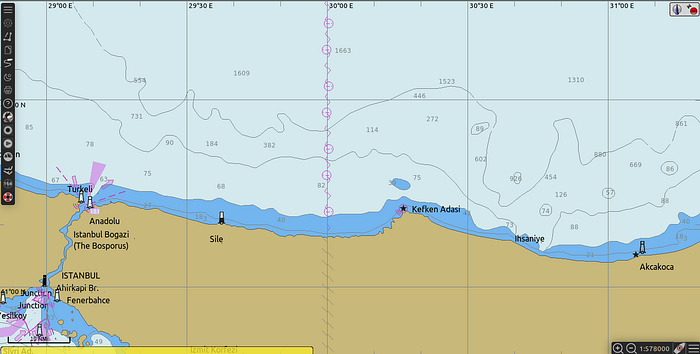 Nautical chart depicting depths in the Black Sea