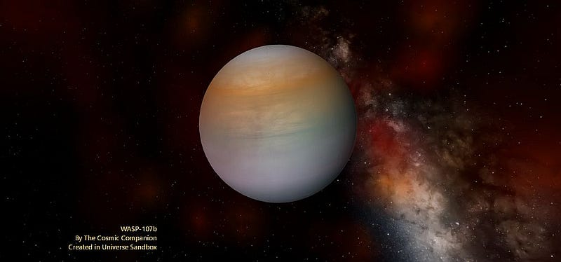 Artistic depiction of WASP-107b, the cotton candy planet