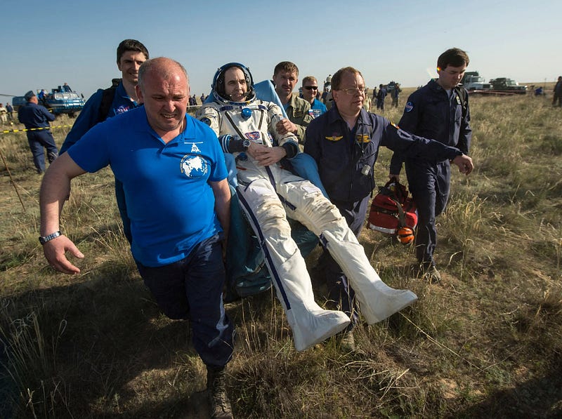 Astronauts recovering from spaceflight