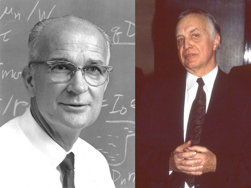 Portraits of physicists William Shockley and Hans-Joachim Queisser