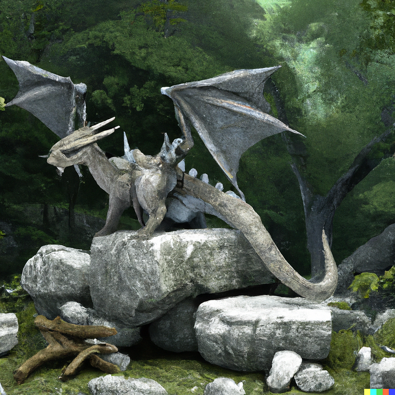 Enhanced AI-generated image of a Stone Dragon