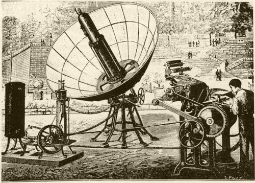 Historic image of a parabolic solar collector